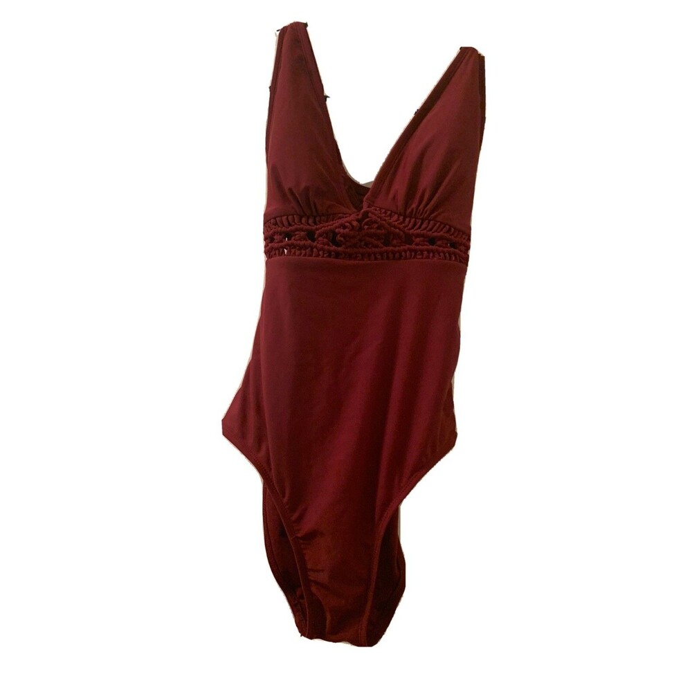 Kona Sol Women's SwimSuit Full Coverage Size Medium Burgundy